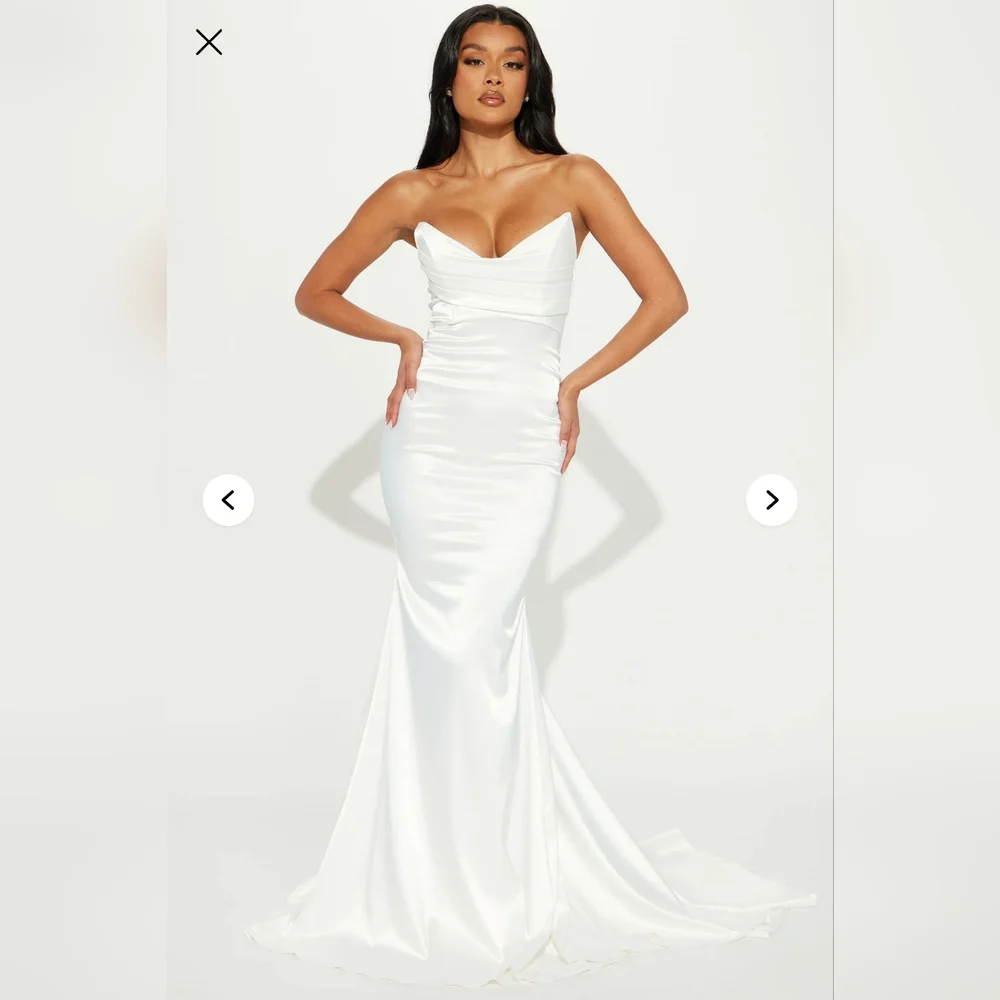 Fashion Nova Naomi Cream Satin Maxi Dress - Picture 5 of 9